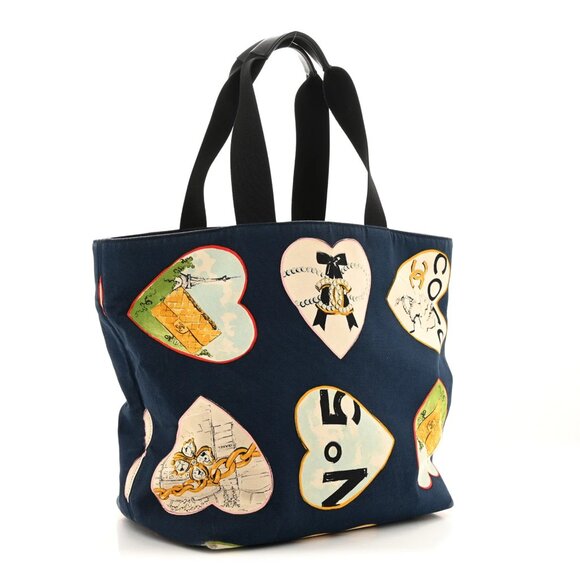 CHANEL Canvas Coco Hearts Print Tote Shopper Shoulder Bag - Picture 6 of 10